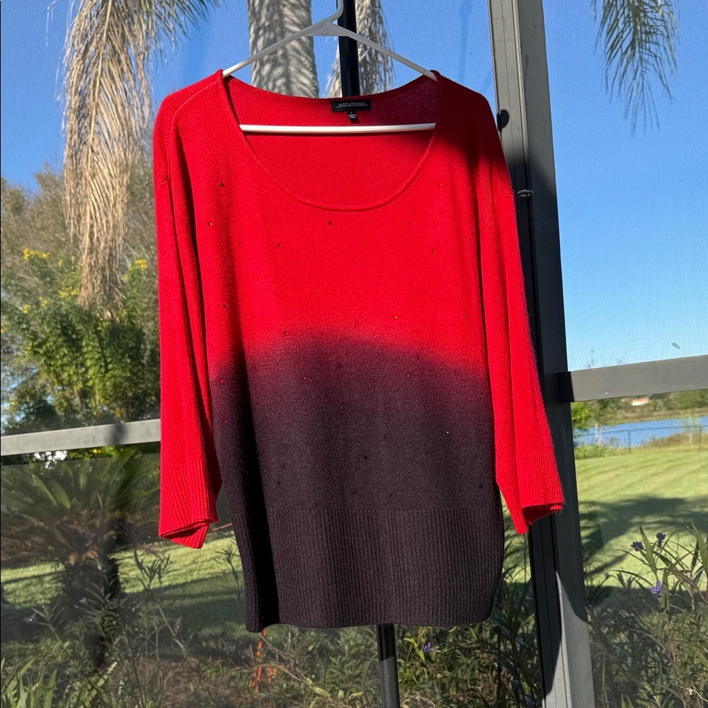Notations Vibrant Red and Deep Black Ombre Sweater